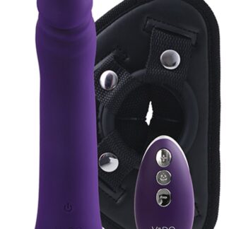 Diki Vibrating Dildo with Harness - Purple