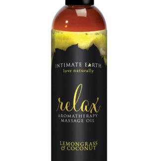 Intimate Earth RELAX Aromatherapy Massage Oil - Lemongrass and Coconut - 4 oz.