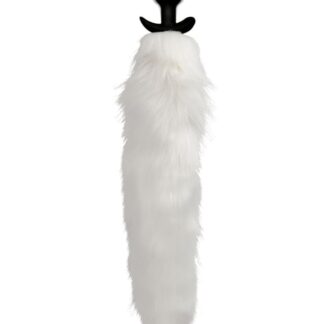 Vibrating White Fox Tail Slender Anal Plug
