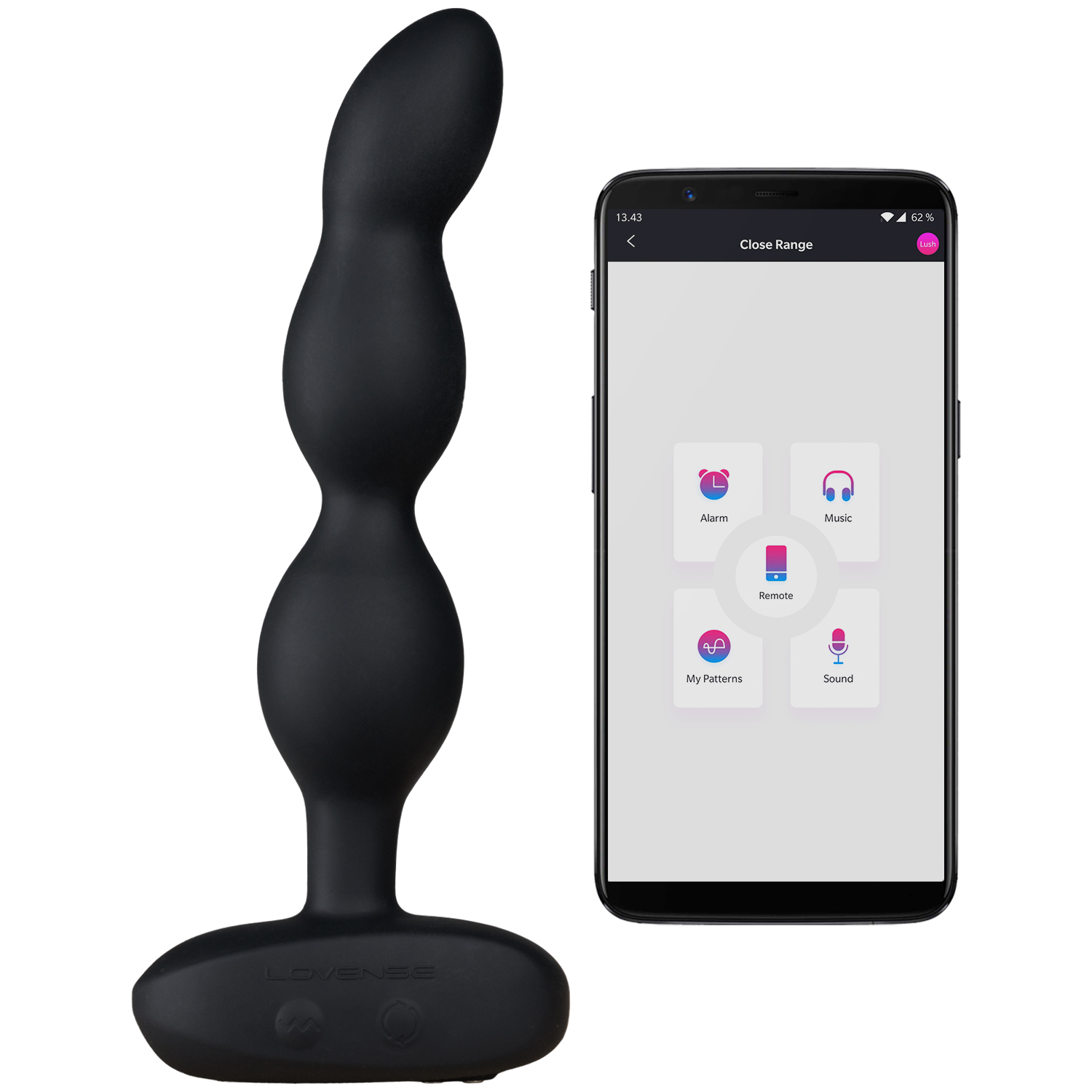 Lovense Ridge Rotating and Vibrating Anal Beads - Black