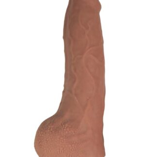 RealCocks Dual Layered Uncut Slider - 9.5" Tight Balls - Chocolate