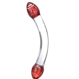 Red Head Glass Double Dildo