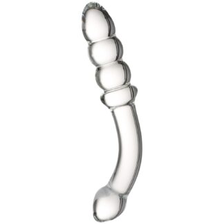 Sinful Ribbed Glass Dildo - Clear