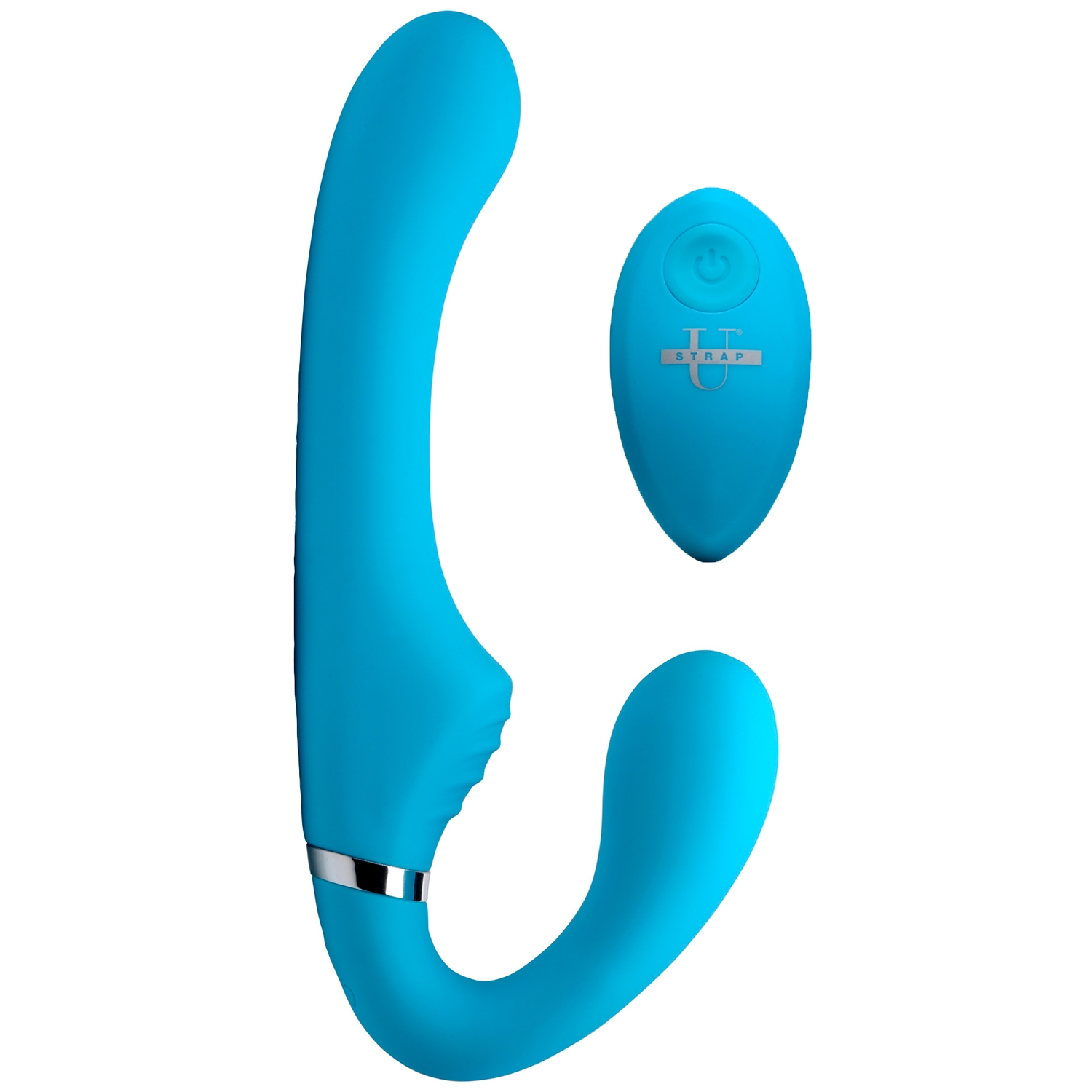 Strap U Mighty Rider Vibrating Strap-on - Blue