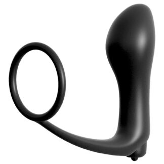 Anal Fantasy Ass-Gasm Cock Ring with Vibrating Butt Plug - Black