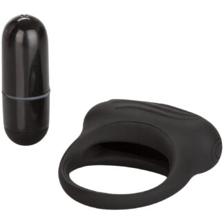 CalExotics Silicone Lovers Arouser Cock Ring With Vibrator - Black