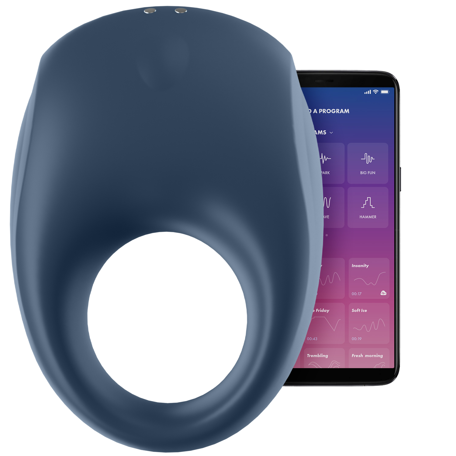 Satisfyer Strong One Vibrating Cock Ring - Dark Blue