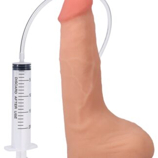 The Realistic Cock - Squirting Cock - With Removable Vac-U-Lock Suction Cup - ULTRASKYN - 9.5" (with Balls) - Vanilla