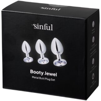 SINFUL 3-Pack Jewel Steel Butt Plug Set - Silver