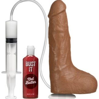 Bust It - Squirting Realistic Cock - With Removable Vac-U-Lock™ Suction Cup - Caramel