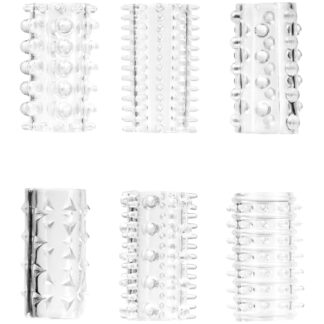 Icon Brands Crystalline Penis Sleeves 6 Pack - Clear