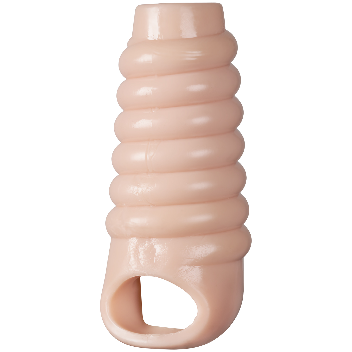 Size Matters Ribbed Penis Sleeve - Nude