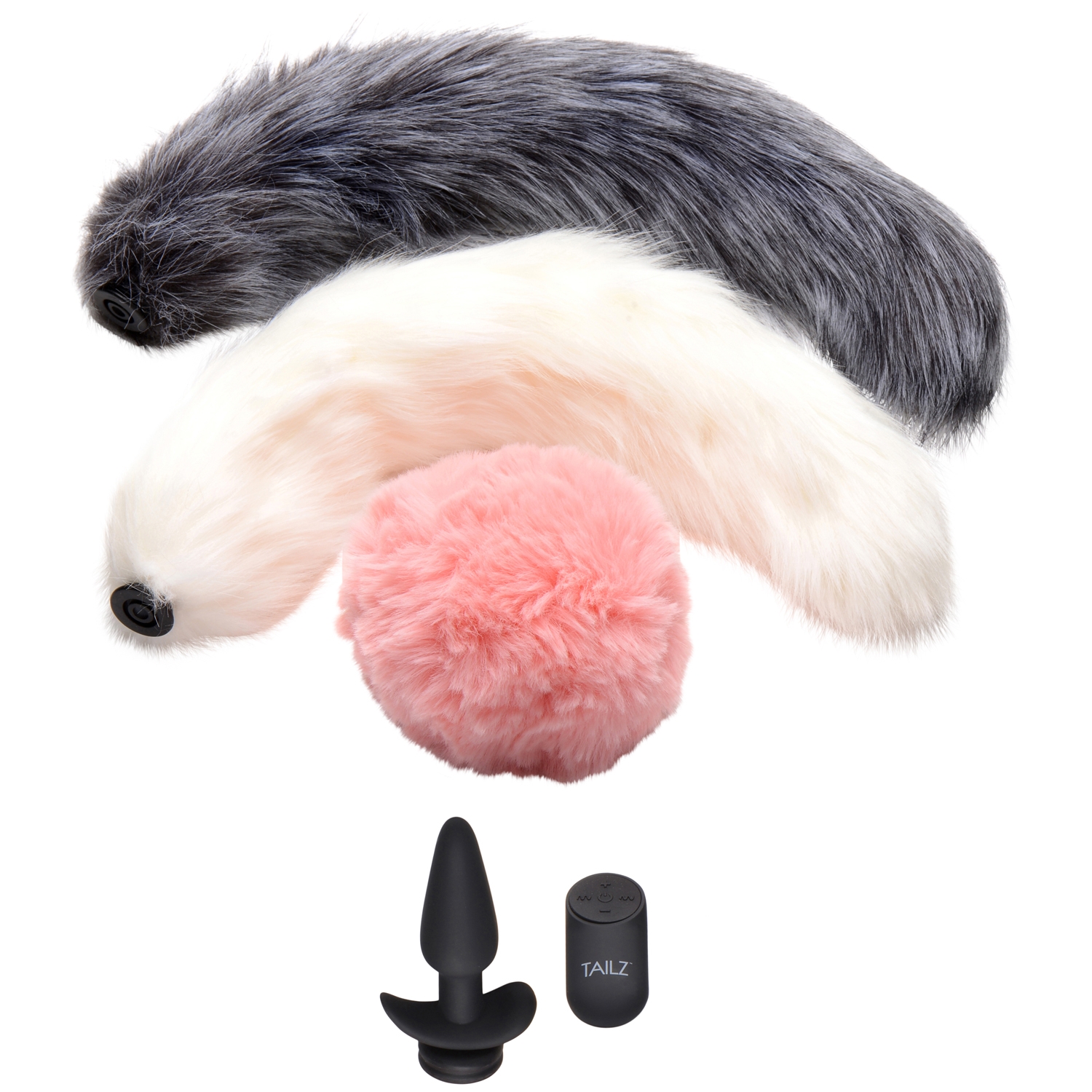 Tailz Snap On! Remote-controlled Butt Plug with 3 Tail Attachments - Mixed colours