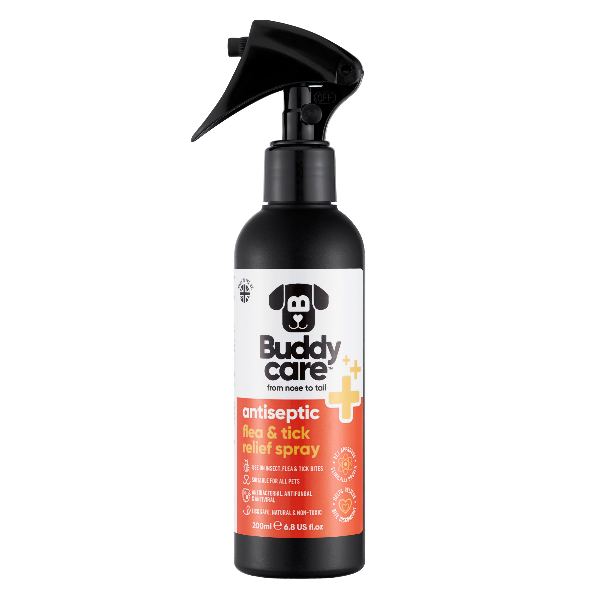 Buddycare Pet Antiseptic Flea & Tick Relief Spray - 200ml 6.76 fl oz