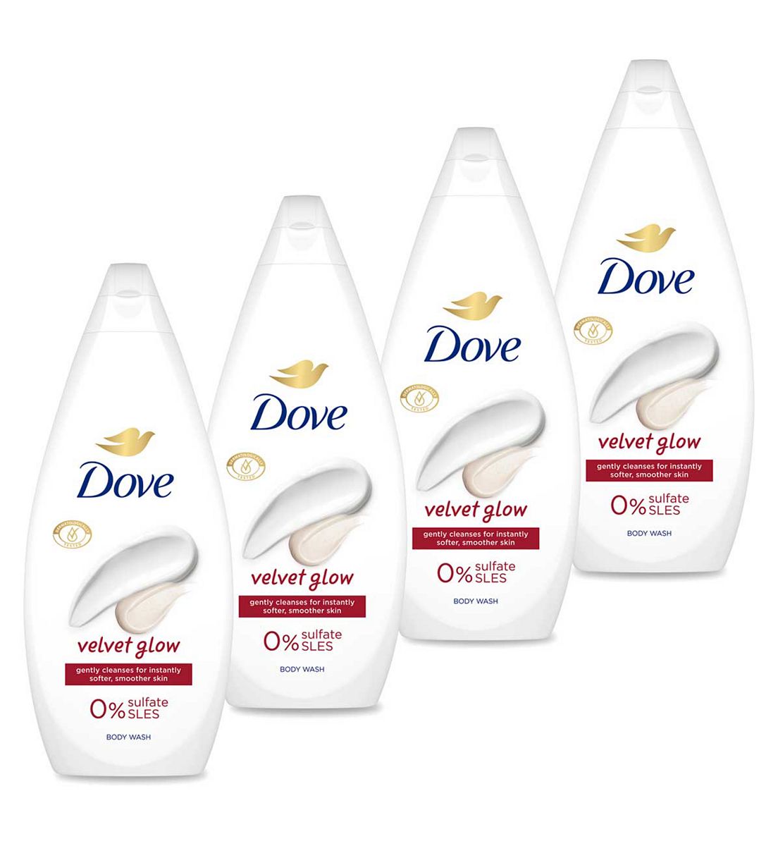 Dove Essentials Velvet Glow Body Wash 720Ml X4 Bundle