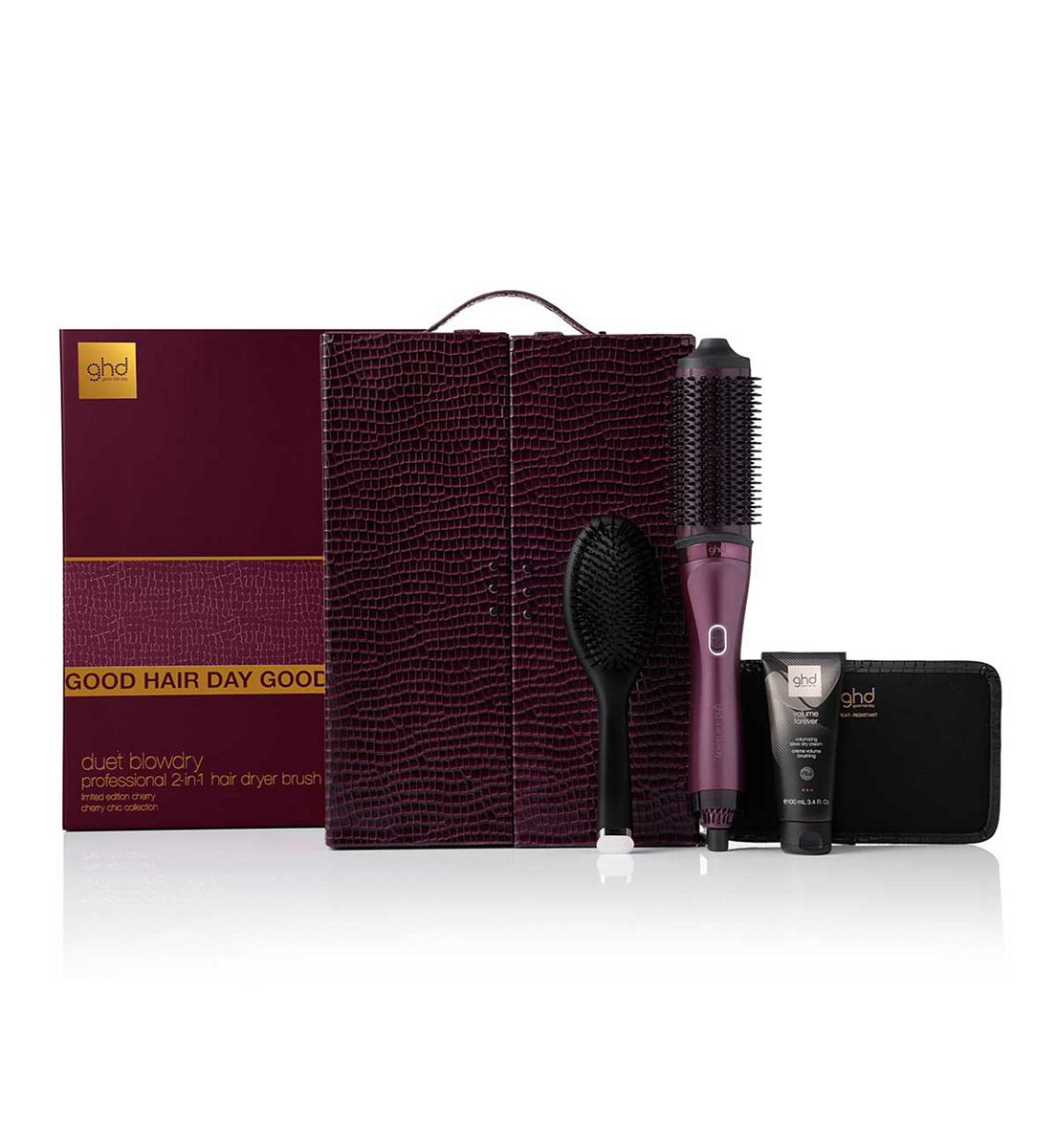 GHD Duet Blowdry Hairdryer Brush Gift Set In Cherry Chic