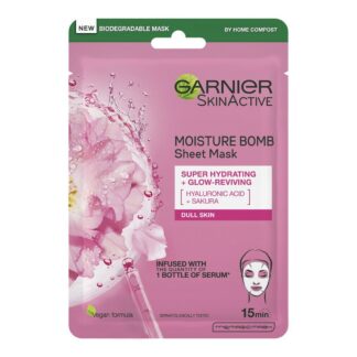 Garnier Moisture Bomb Sakura And Hyaluronic Acid Face Sheet Mask Hydrating & Glow Reviving 28g