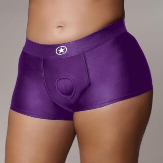Ouch! Vibrating Strap-On Boxer - Purple - X-Large/XXL
