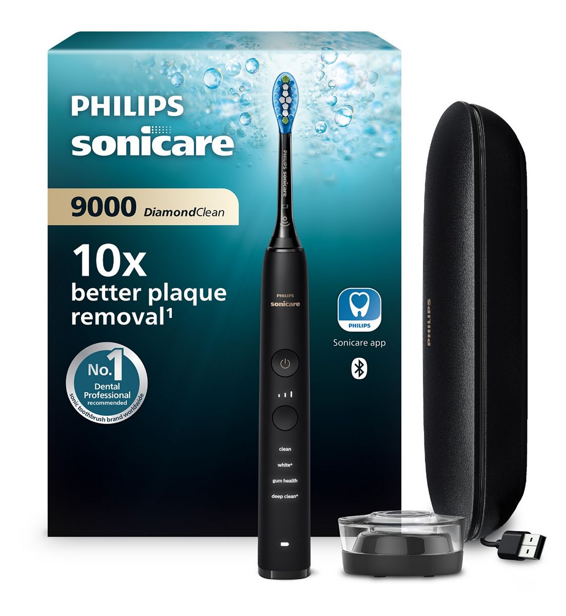 Philips Sonicare Diamondclean 9000 Electric Toothbrush Black Charging Case Hx9911/39