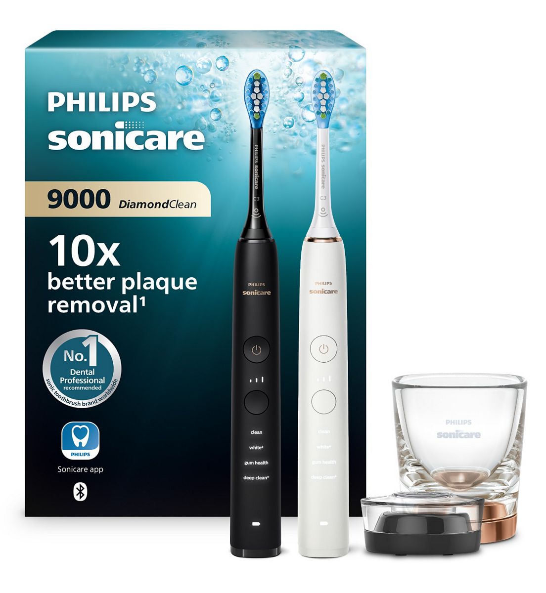 Philips Sonicare Diamondclean 9000 Electric Toothbrush Dual Pack Black & Rose Gold Hx9914/57