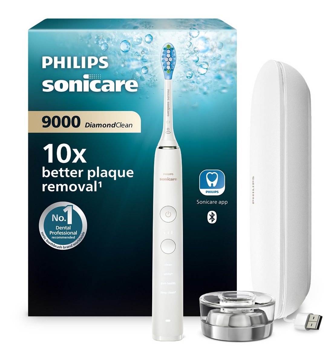 Philips Sonicare Diamondclean 9000 Electric Toothbrush White Travel Case Hx9911/63