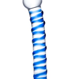 7" Blue Spiral Glass Dildo